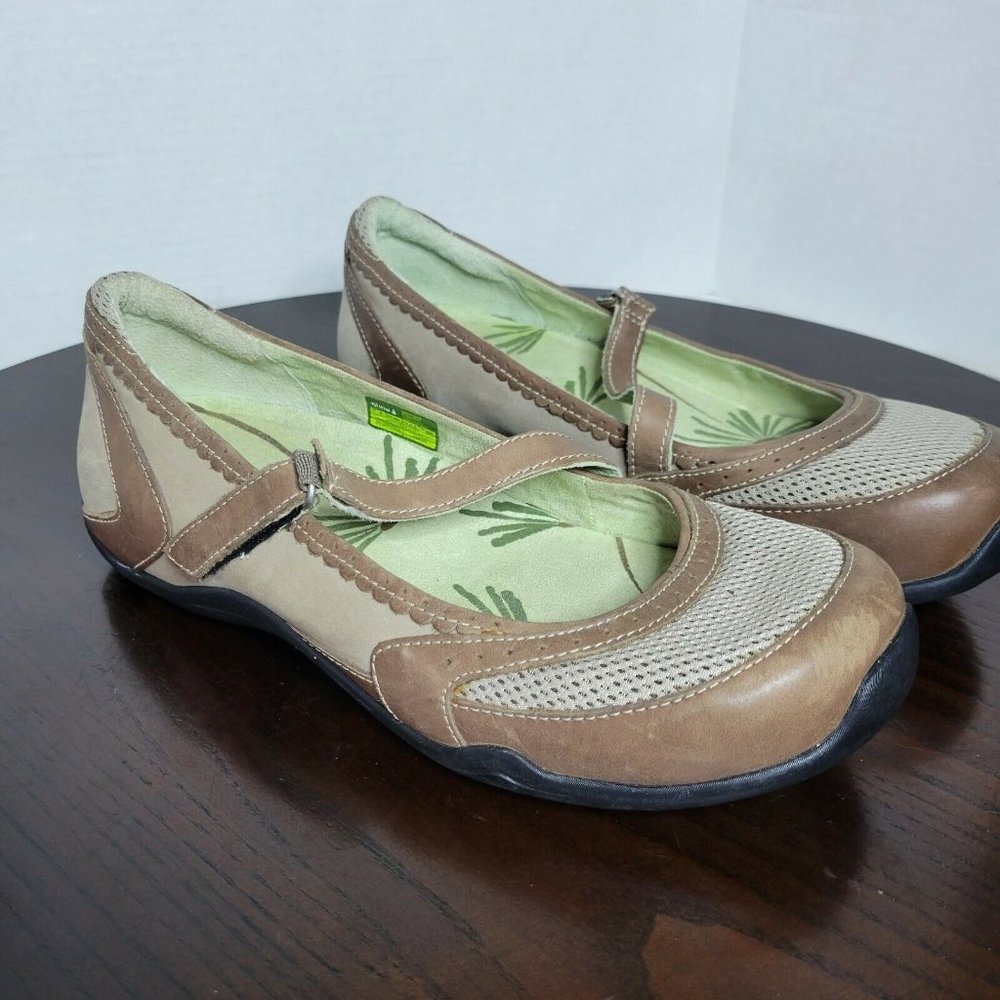 Ahnu Molly Size 8 M Mesh Leather Mary Jane Brown Shoes